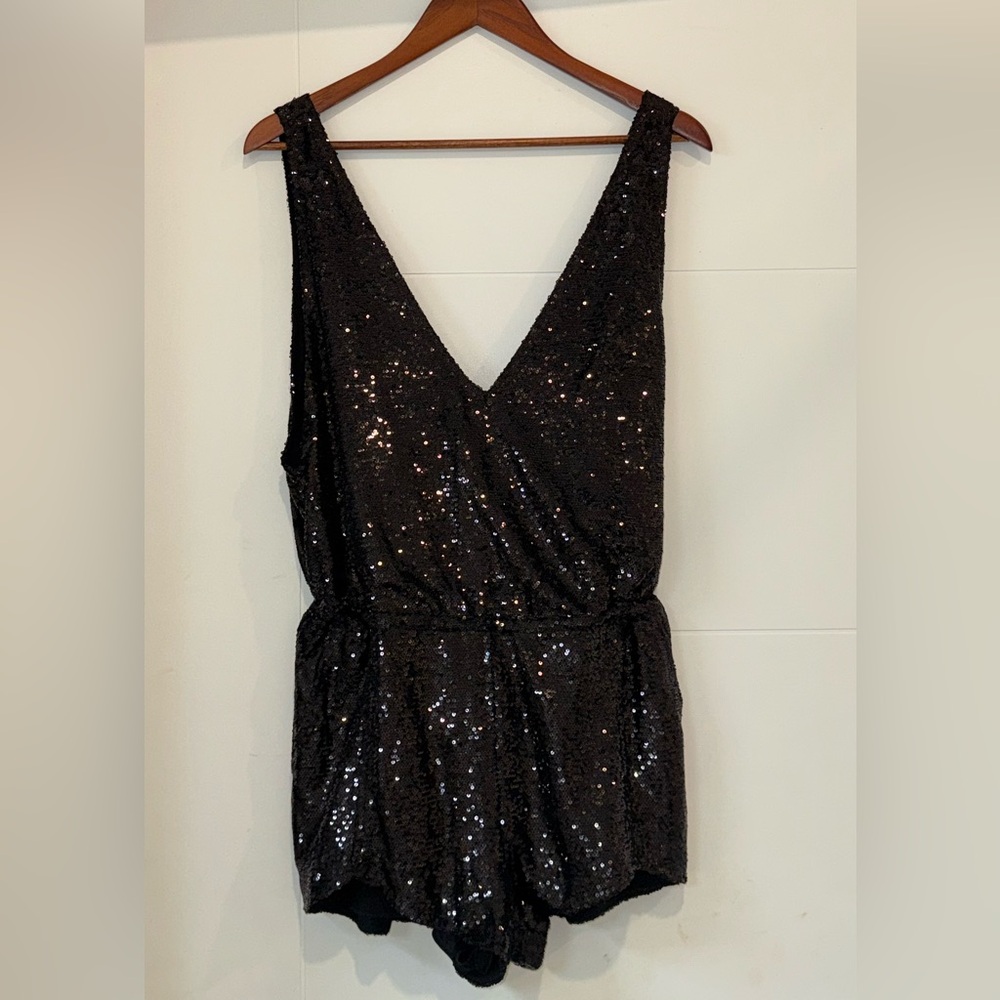 Free People Black Sequin Sleeveless Romper